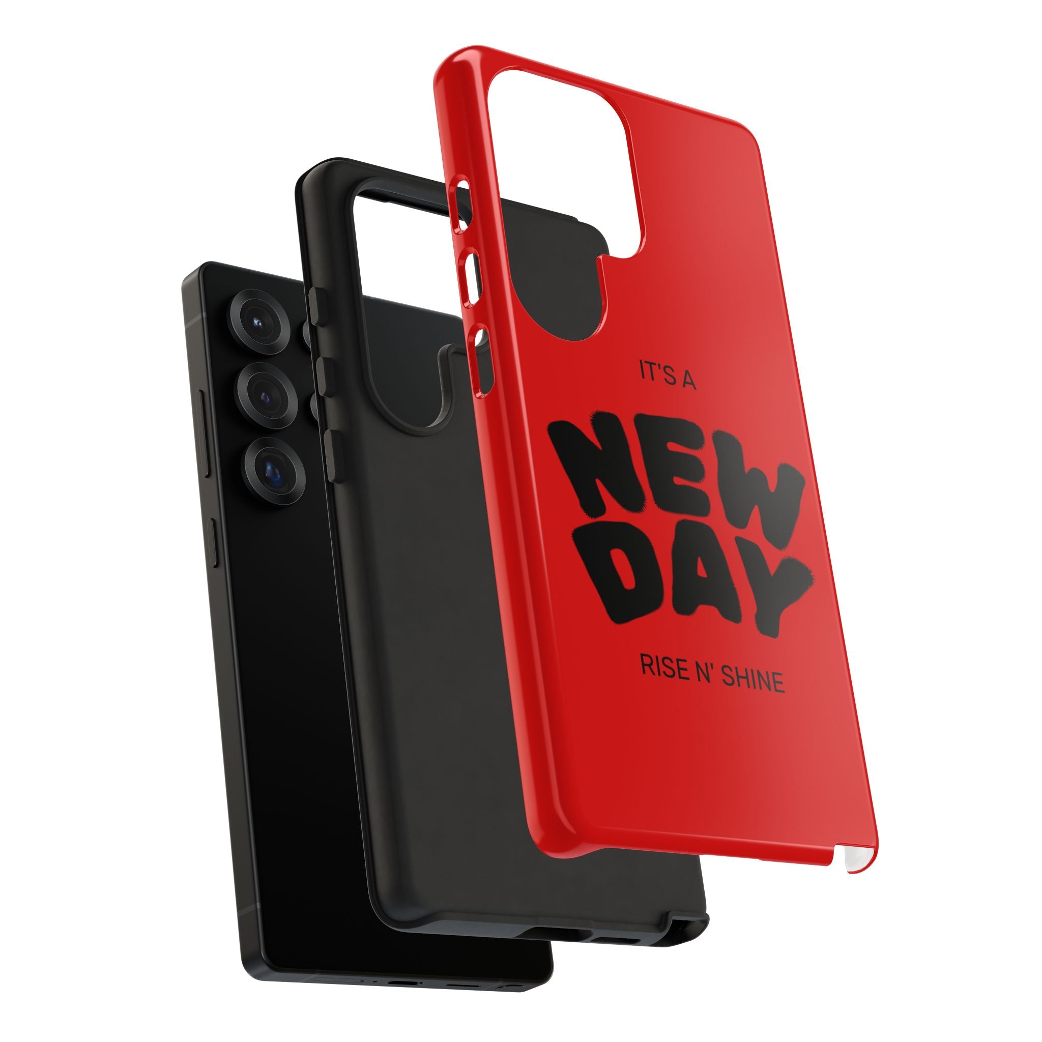 Red 'It's a New Day - Rise N' Shine' Phone Case — Motivational Protective Cover