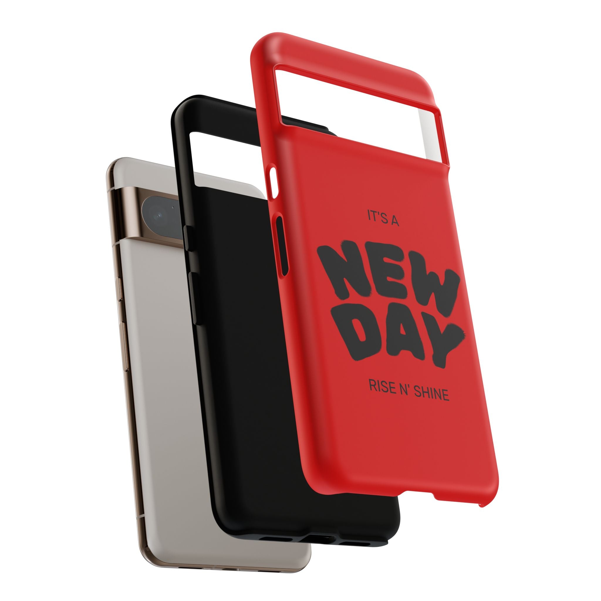 Red 'It's a New Day - Rise N' Shine' Phone Case — Motivational Protective Cover