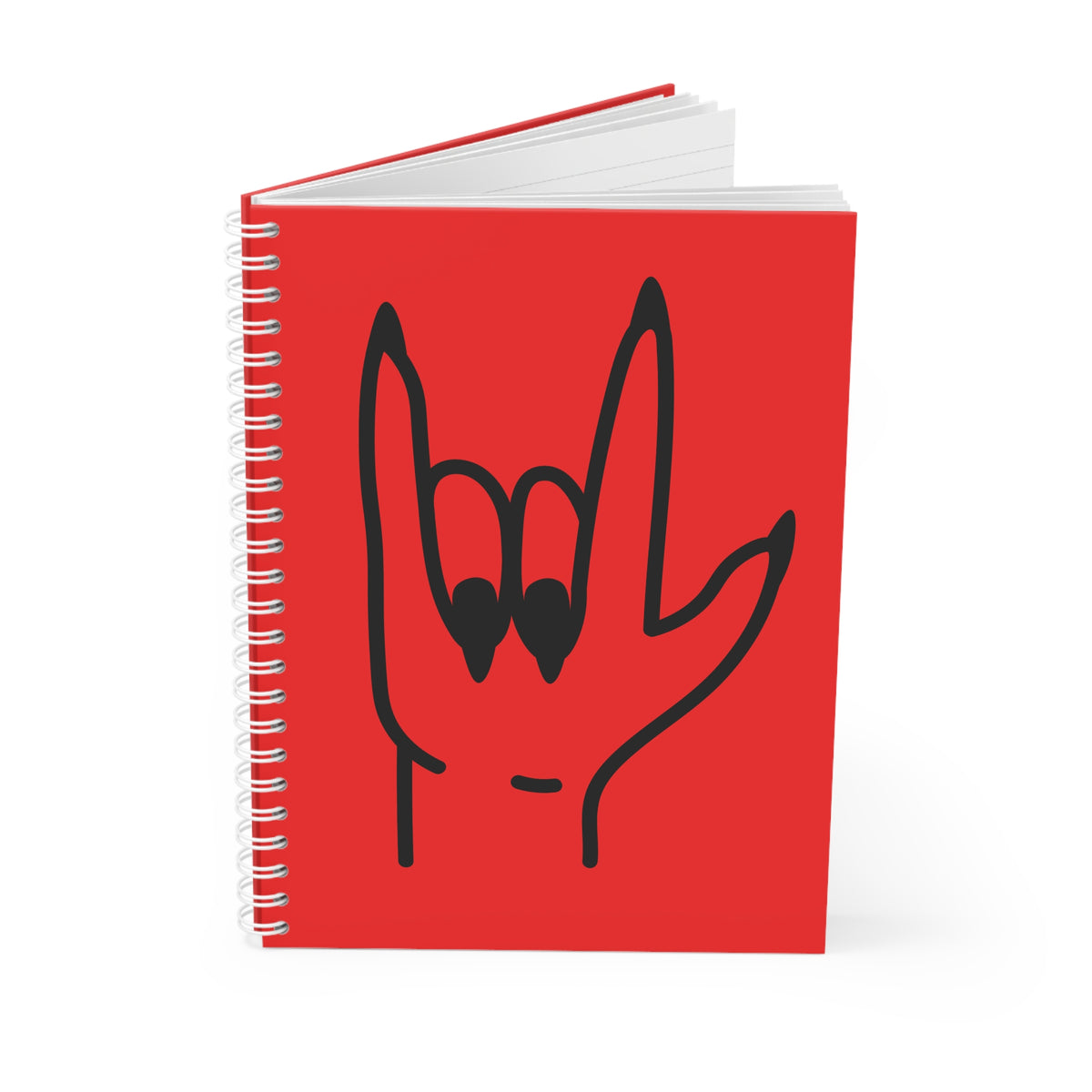Red Cat Love Spiral Notebook — Cute Black Cat Illustration Journal