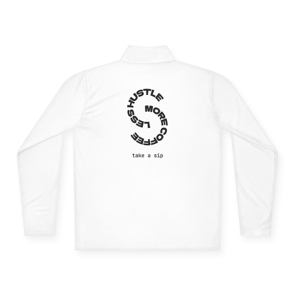 Quarter-Zip Pullover — Minimalist Coffee Skate Design (’take a sip’)
