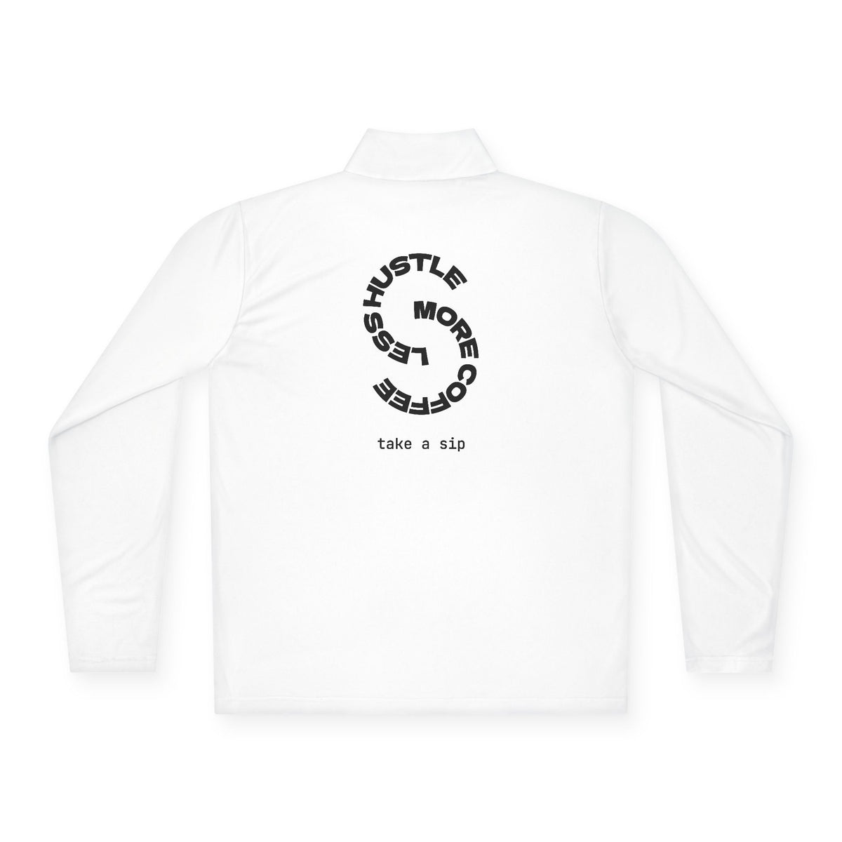 Quarter-Zip Pullover — Minimalist Coffee Skate Design (’take a sip’)
