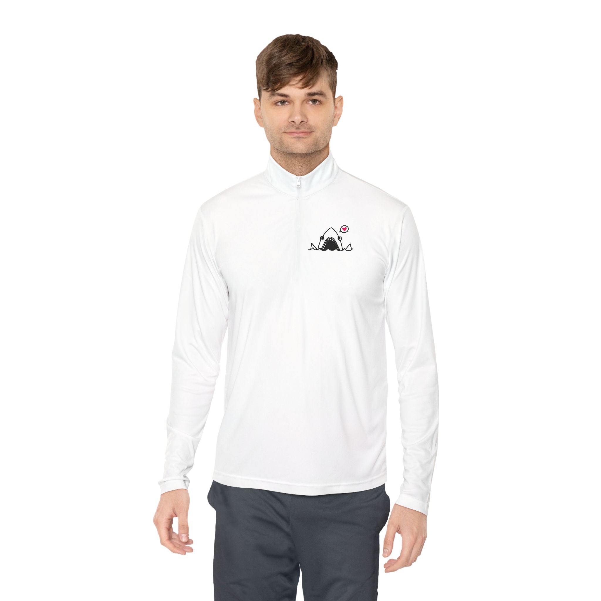 Quarter-Zip Pullover — Minimalist Coffee Skate Design (’take a sip’)