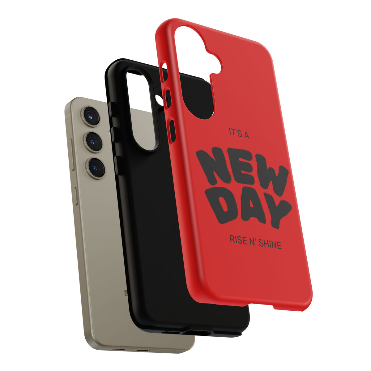 Red 'It's a New Day - Rise N' Shine' Phone Case — Motivational Protective Cover