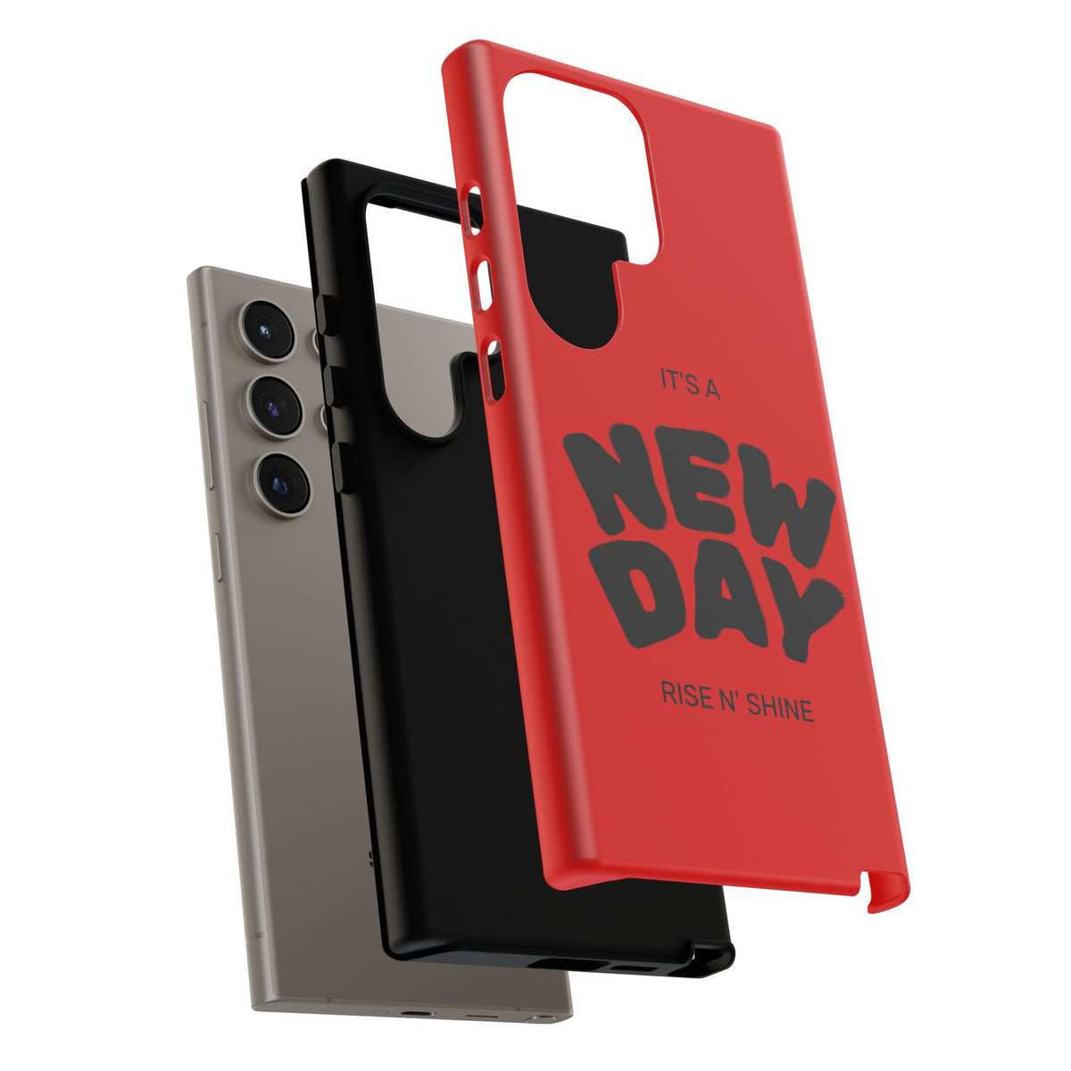 Red 'It's a New Day - Rise N' Shine' Phone Case — Motivational Protective Cover