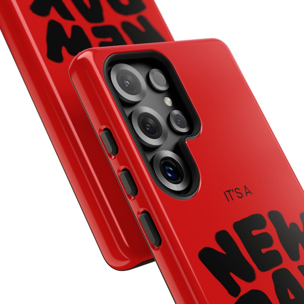Red 'It's a New Day - Rise N' Shine' Phone Case — Motivational Protective Cover