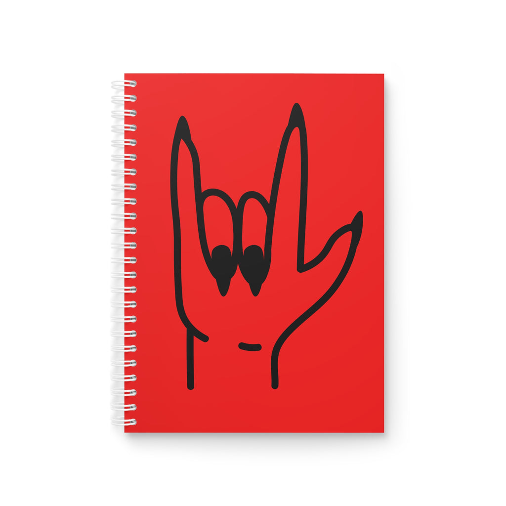 Red Cat Love Spiral Notebook — Cute Black Cat Illustration Journal