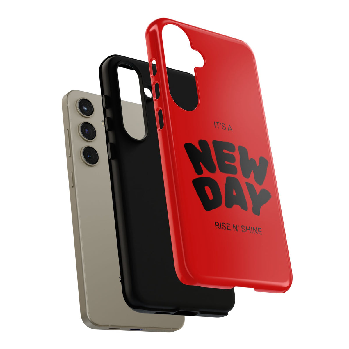 Red 'It's a New Day - Rise N' Shine' Phone Case — Motivational Protective Cover