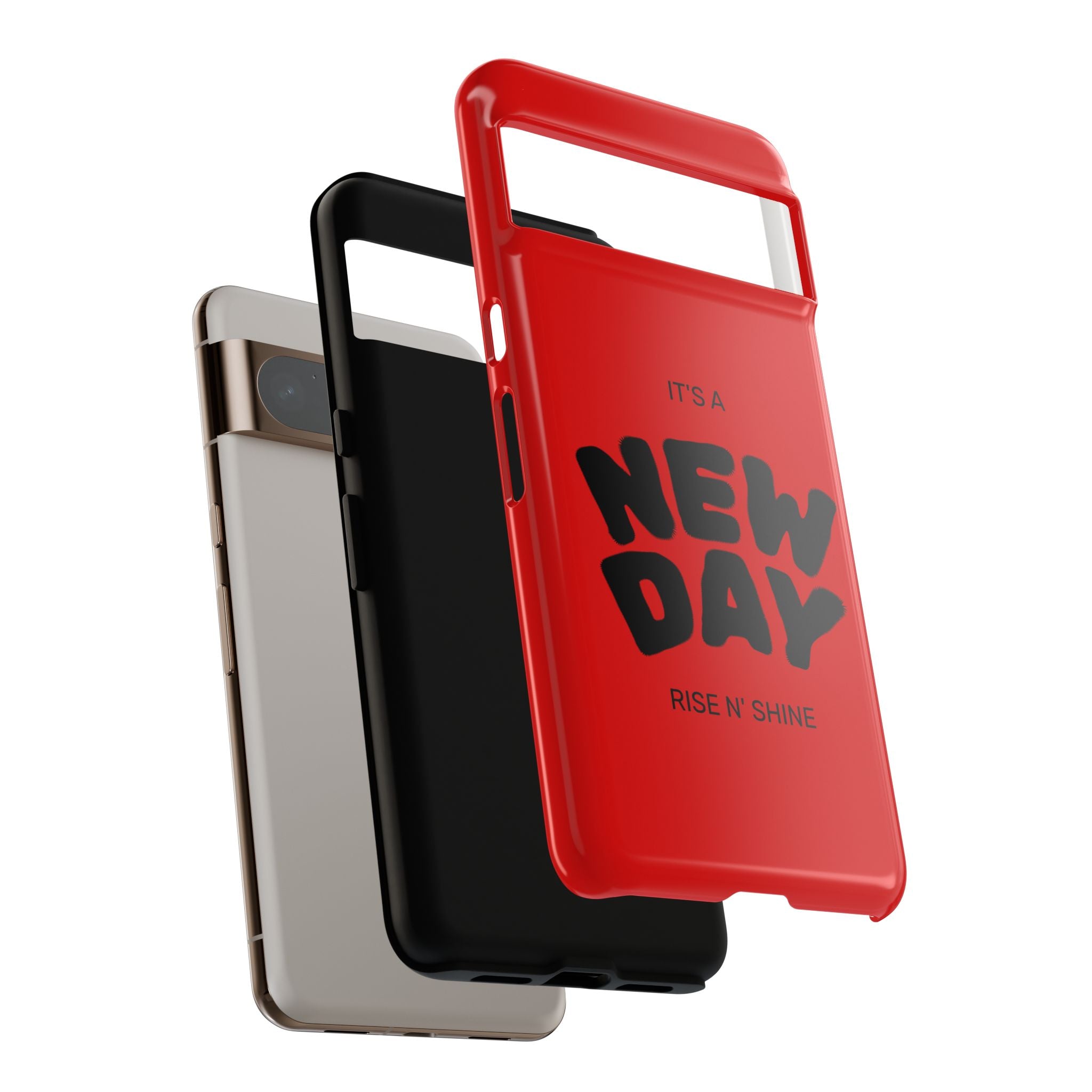 Red 'It's a New Day - Rise N' Shine' Phone Case — Motivational Protective Cover
