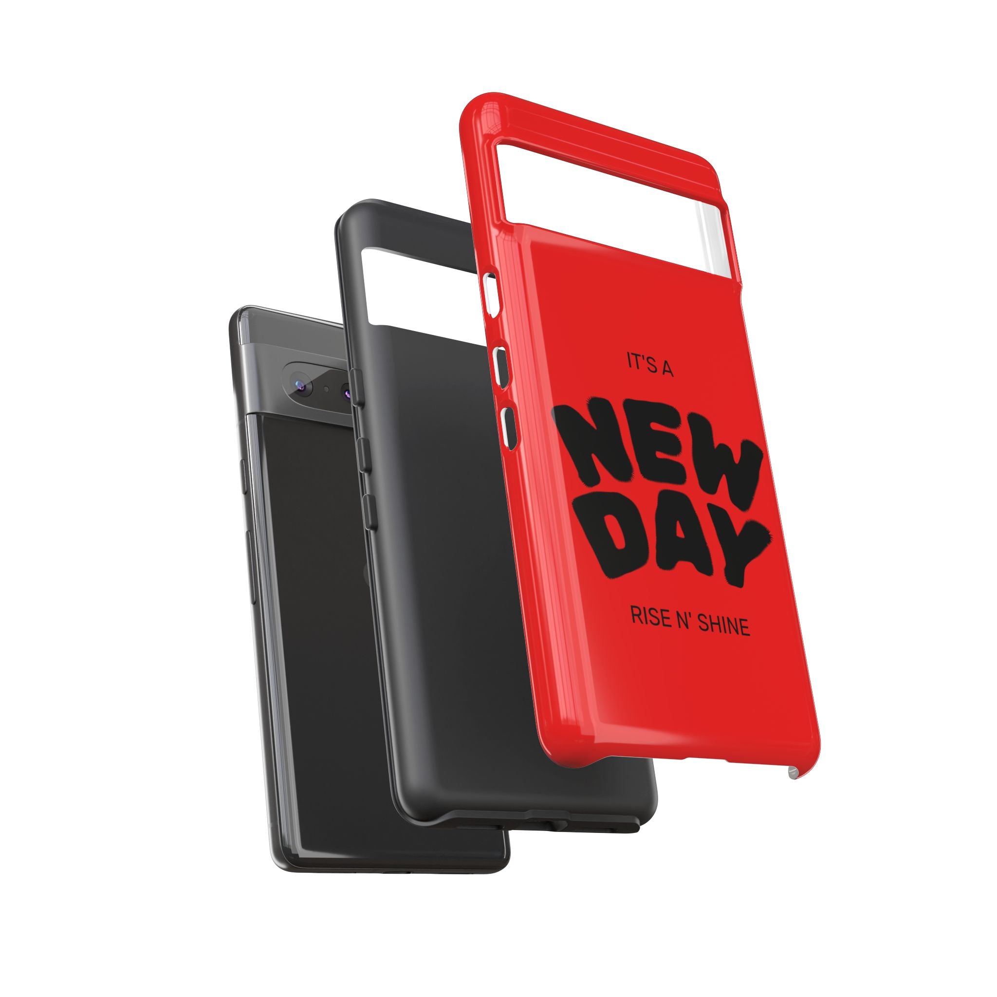 Red 'It's a New Day - Rise N' Shine' Phone Case — Motivational Protective Cover