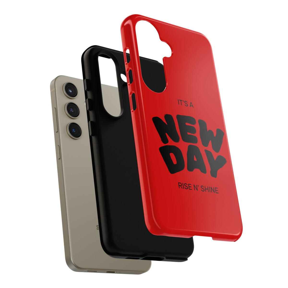 Red 'It's a New Day - Rise N' Shine' Phone Case — Motivational Protective Cover