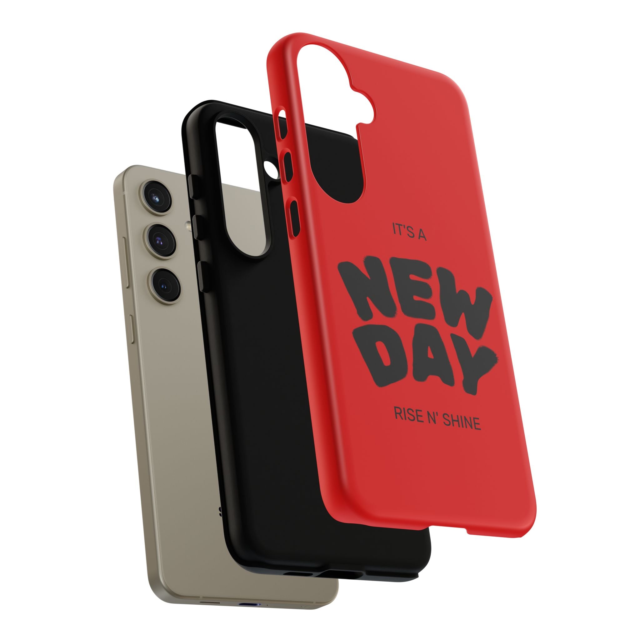 Red 'It's a New Day - Rise N' Shine' Phone Case — Motivational Protective Cover